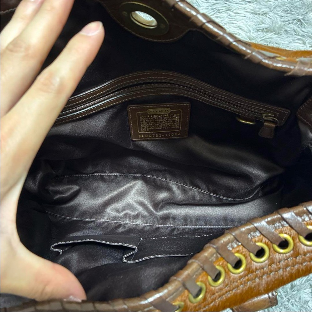 Coach Rare Limited Chelsea Abbey Calf Hair Satchel Brown Leather Laced Bag - Picture 5 of 14